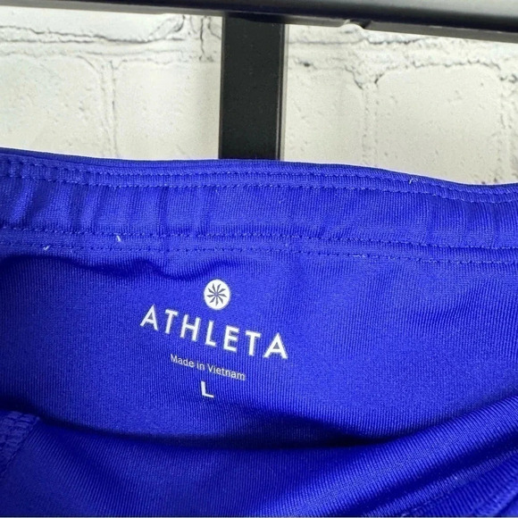 Athleta Blue Cropped Part Mesh Leggings Size Large - Picture 3 of 5